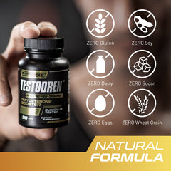 PrimeGENIX Testodren box packaging shown for easy shelf visibility.