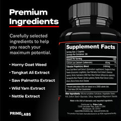 Prime Labs Horny Goat Weed ingredient highlight signals natural support for vitality.