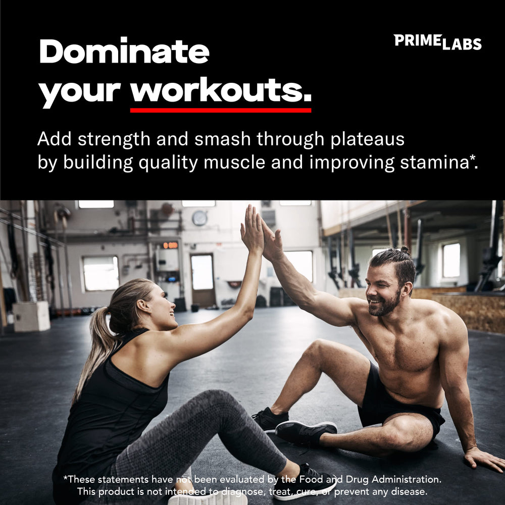 Prime Labs caplets close-up showing easy-to-take capsules for daily use.
