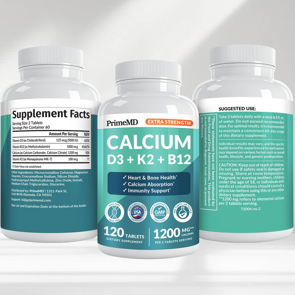 PrimeMD 1200mg calcium tablets per serving for meal-time routines.