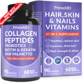 PrimeMD 27-in-1 Hair Skin Nails Vitamins (6810mg) – Biotin 10000mcg, Probiotics, Saw Palmetto, 90ct
