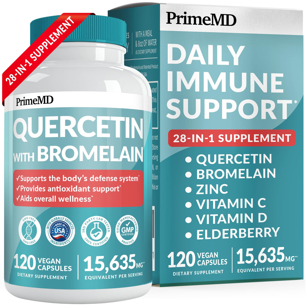 PrimeMD 28-in-1 quercetin bromelain capsules bottle for daily immune support