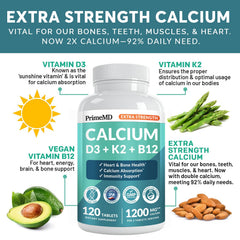 PrimeMD 4-in-1 calcium-d3-k2 ingredients panel highlighting D3 and K2.