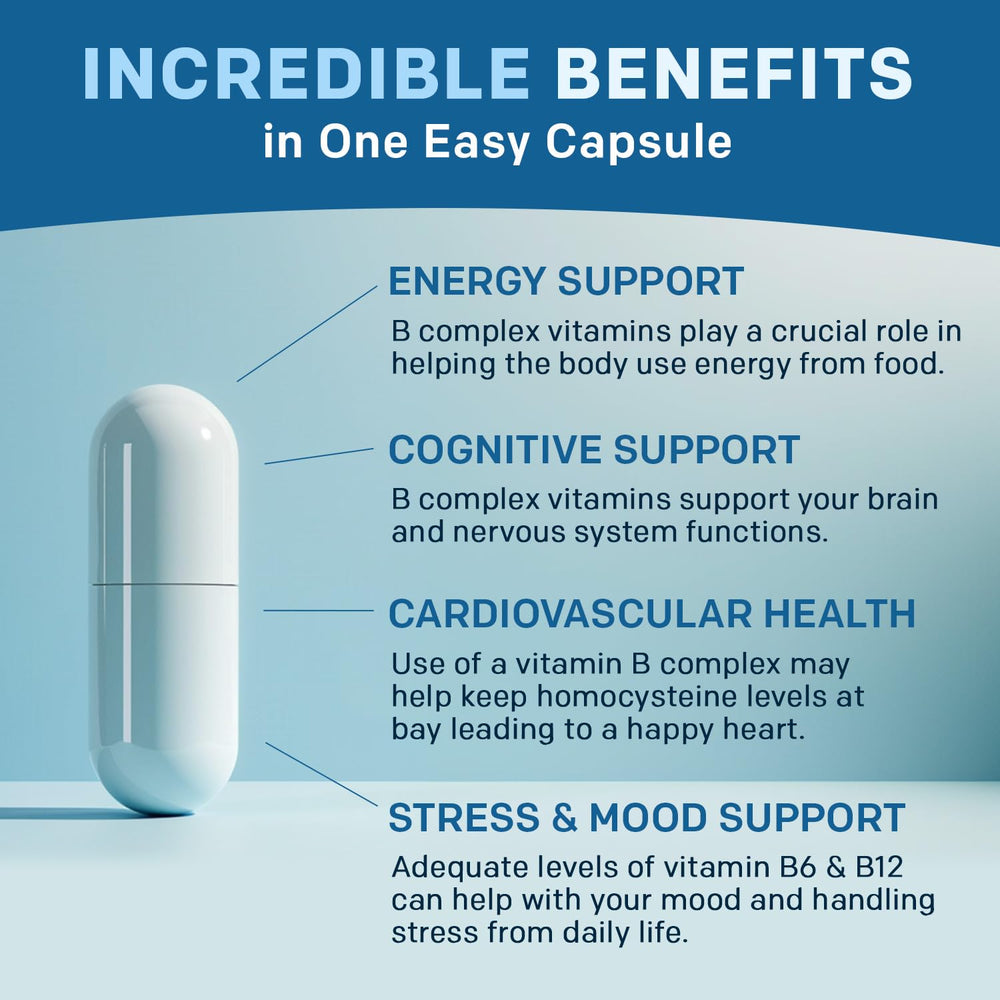 PrimeMD B Complex label close-up highlighting eight bioactive vitamins