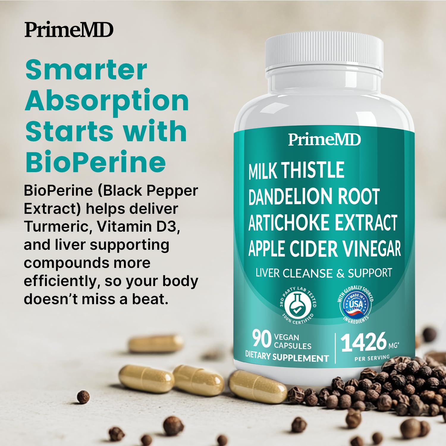 PrimeMD Bioperine inclusion enhances absorption of herbal ingredients