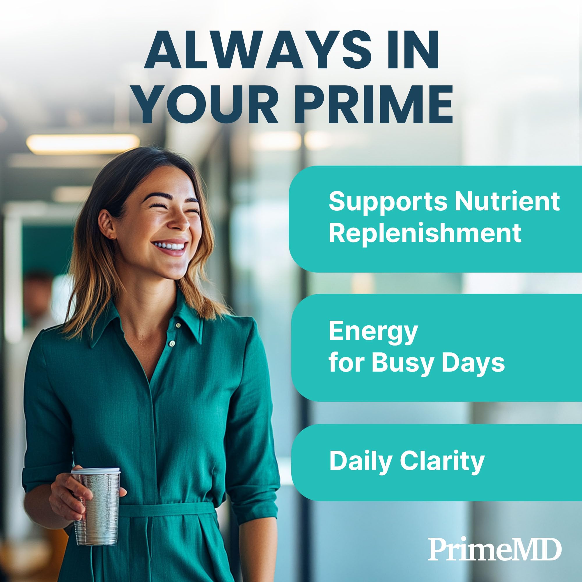 PrimeMD calcium capsules arranged for a convenient bone health routine.