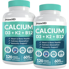 PrimeMD calcium D3 K2 bottle front view for everyday bone and heart support