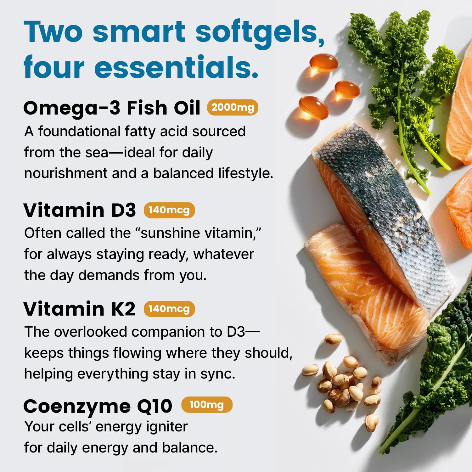 PrimeMD CoQ10 and D3 K2 ingredients highlight balanced nutrition.