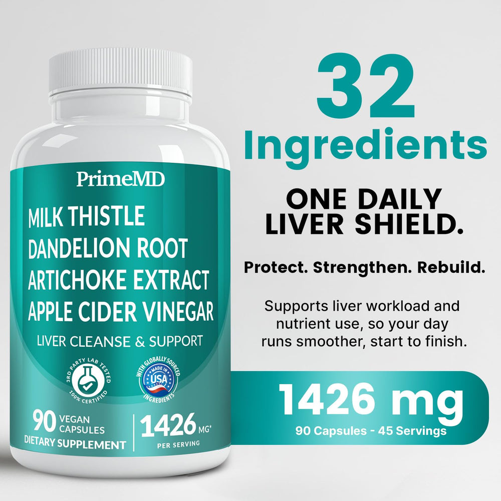 PrimeMD liver detox ingredients chart with milk thistle, artichoke, beetroot
