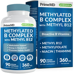PrimeMD methylated B Complex bottle front showing complete B vitamin blend