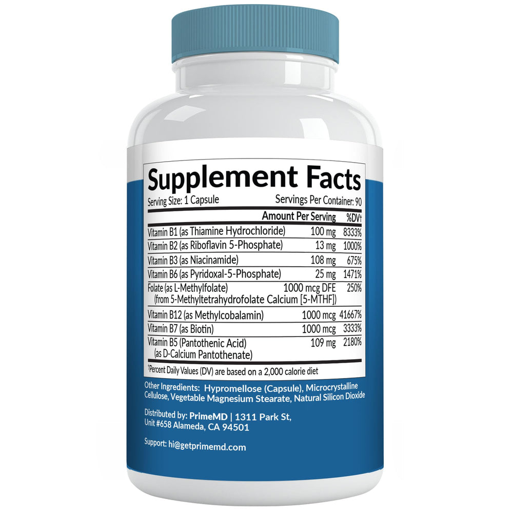 PrimeMD methylated B complex packaging emphasizing clean ingredients
