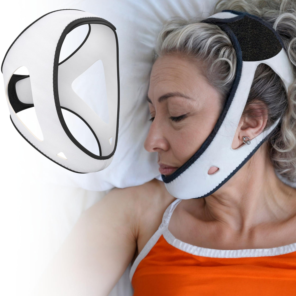PrimeSiesta Chin Strap for CPAP improves mouth closure and nasal airflow overnight.