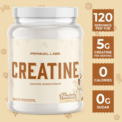 Primeval Labs NSF-certified facility badge on packaging signals rigorous quality checks.
