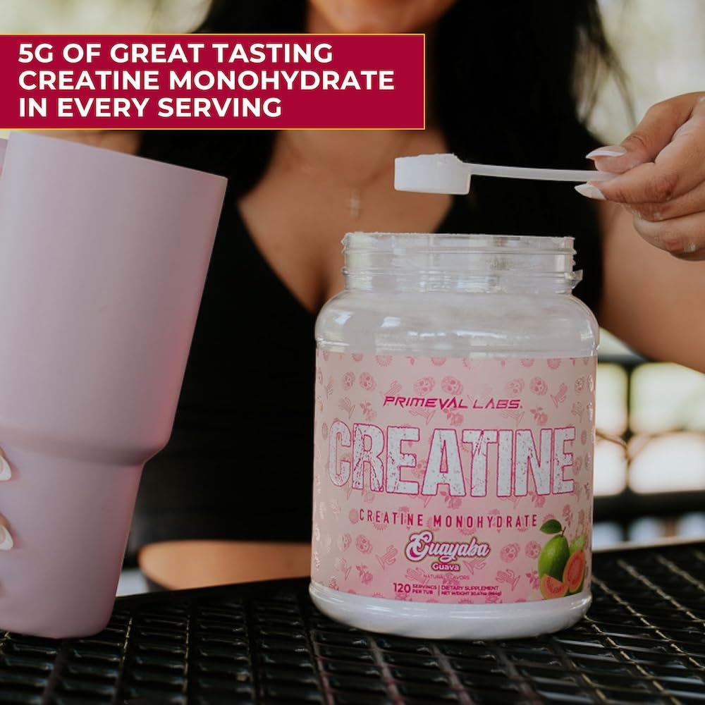 Primeval Labs post-workout shake with creatine supports strength endurance.