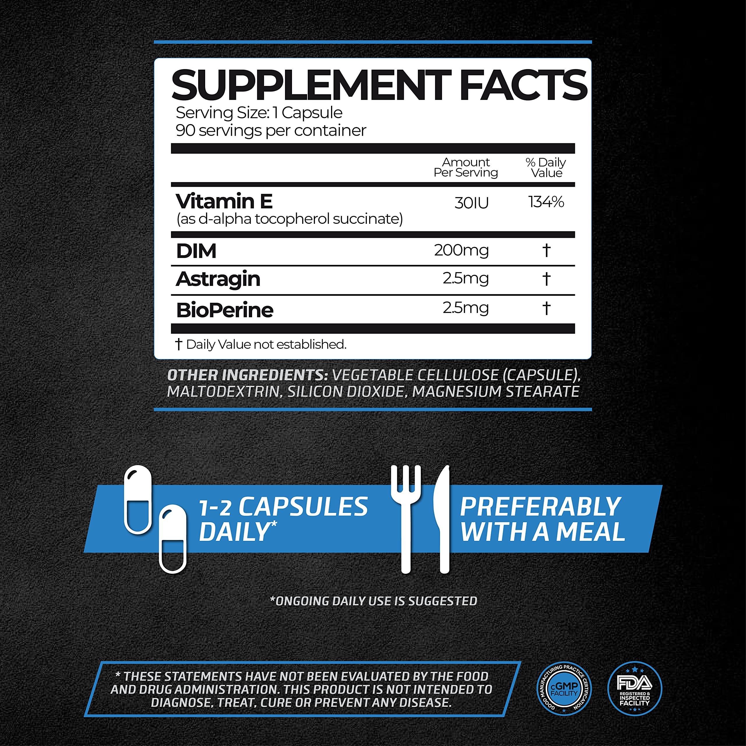 PrimeGENIX DIM3X label detail emphasizes high-grade ingredients and safety