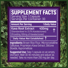 PRIMO KAVA capsules closeup shows 100 mg kavalactones for potency.