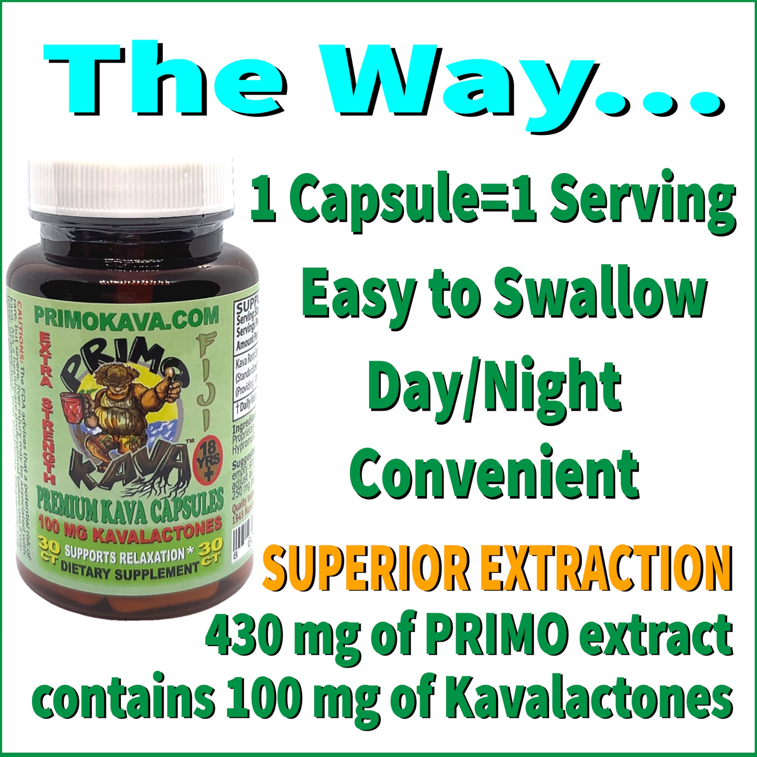 PRIMO KAVA social-relaxation use suggests convenient mood support.
