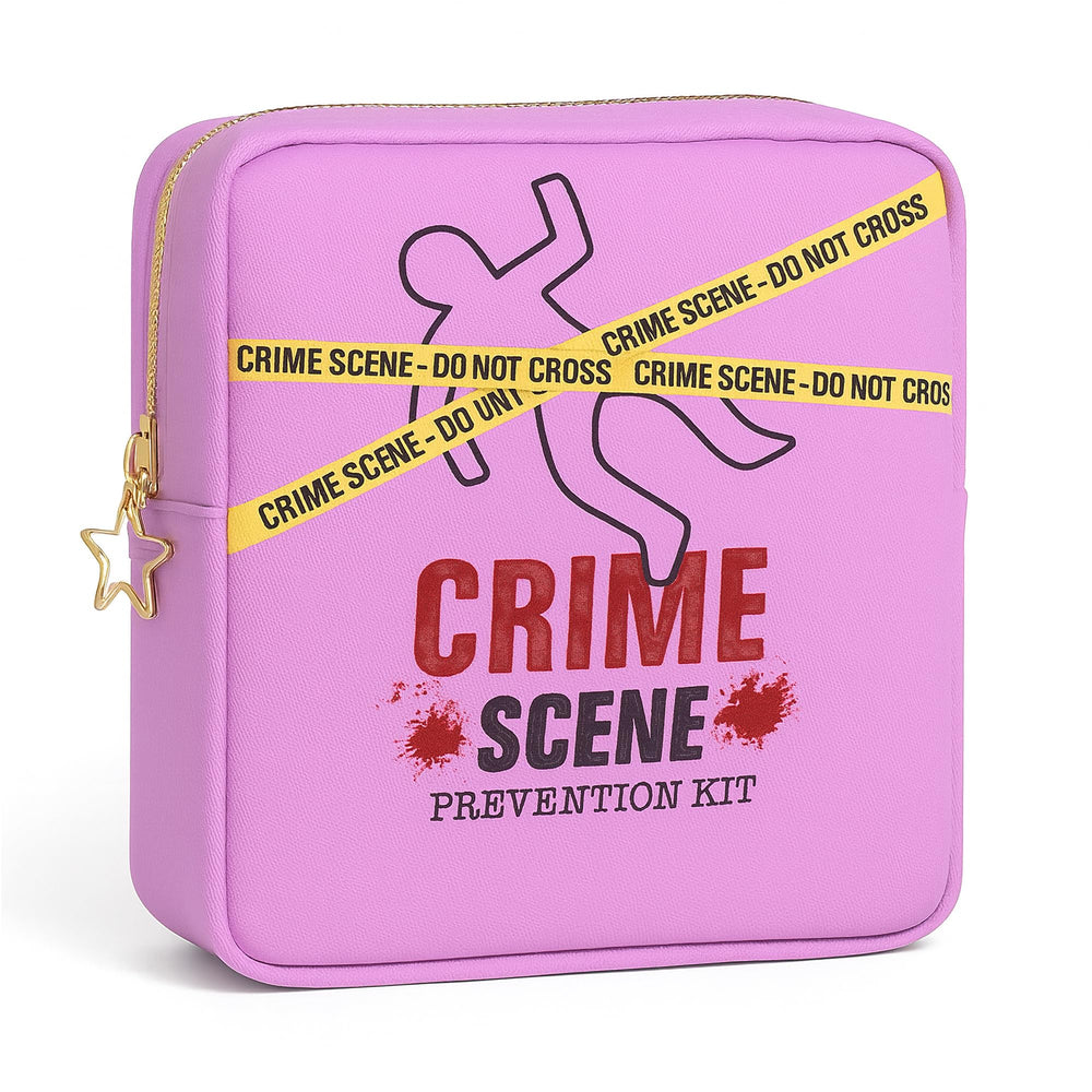 Primo Lines Period Bag front view in purple, compact storage for pads and tampons, everyday privacy