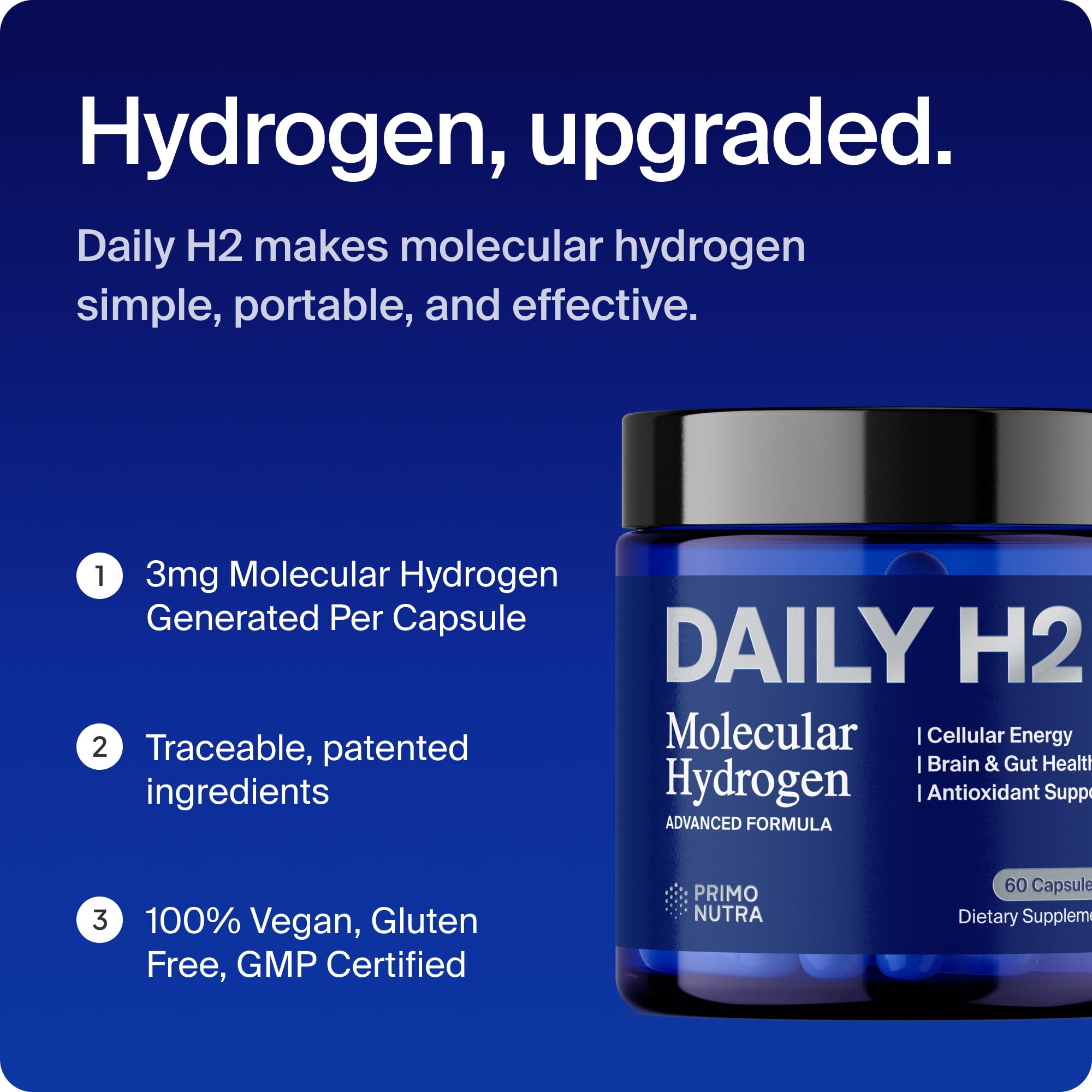 PRIMONUTRA DailyH2 on-the-go packaging emphasizes travel-friendly convenience.