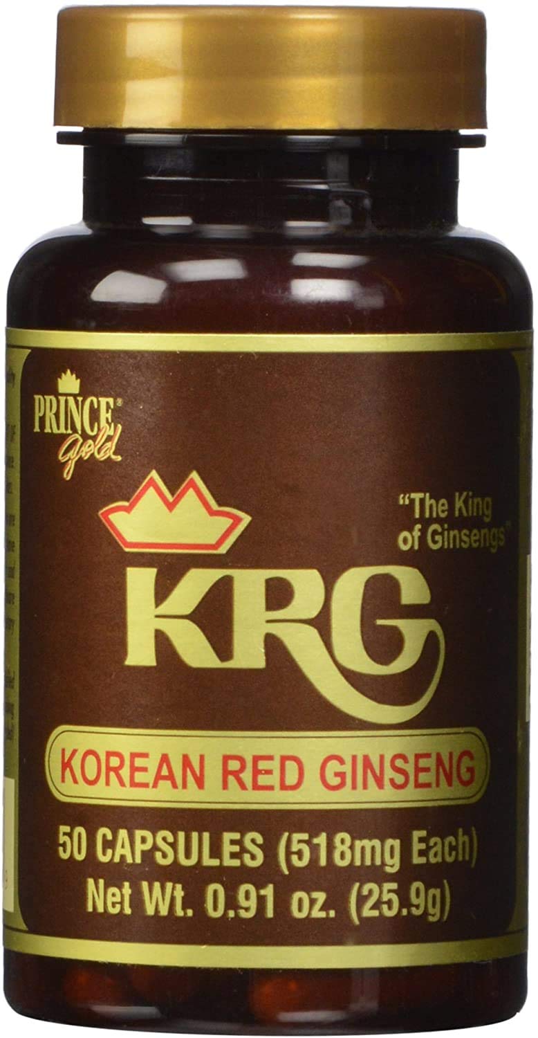 Prince Of Peace Korean Red Ginseng capsules bottle for daily energy and focus support.