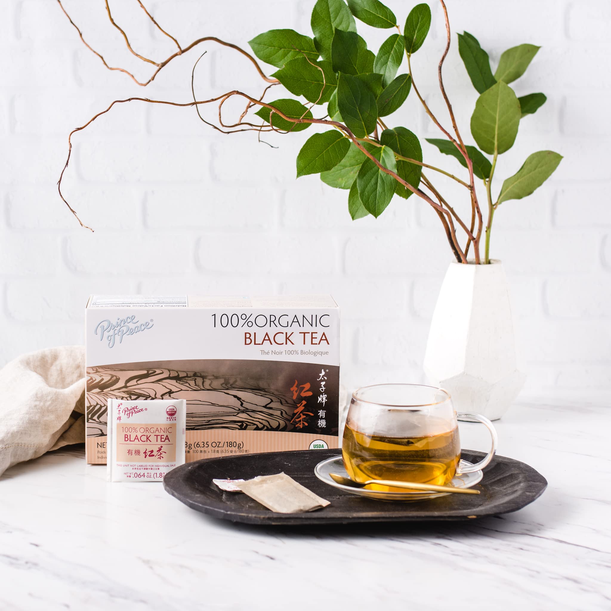 Yunnan origin note on Prince Of Peace Organic Black Tea packaging