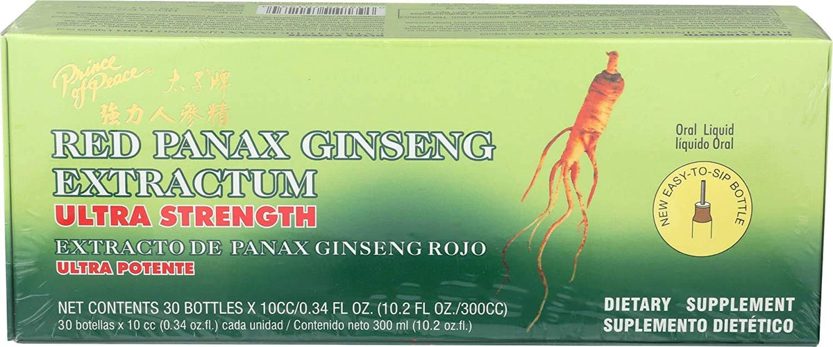 Prince Of Peace Red Panax Ginseng Extractum Ultra Strength bottle for daily energy support.