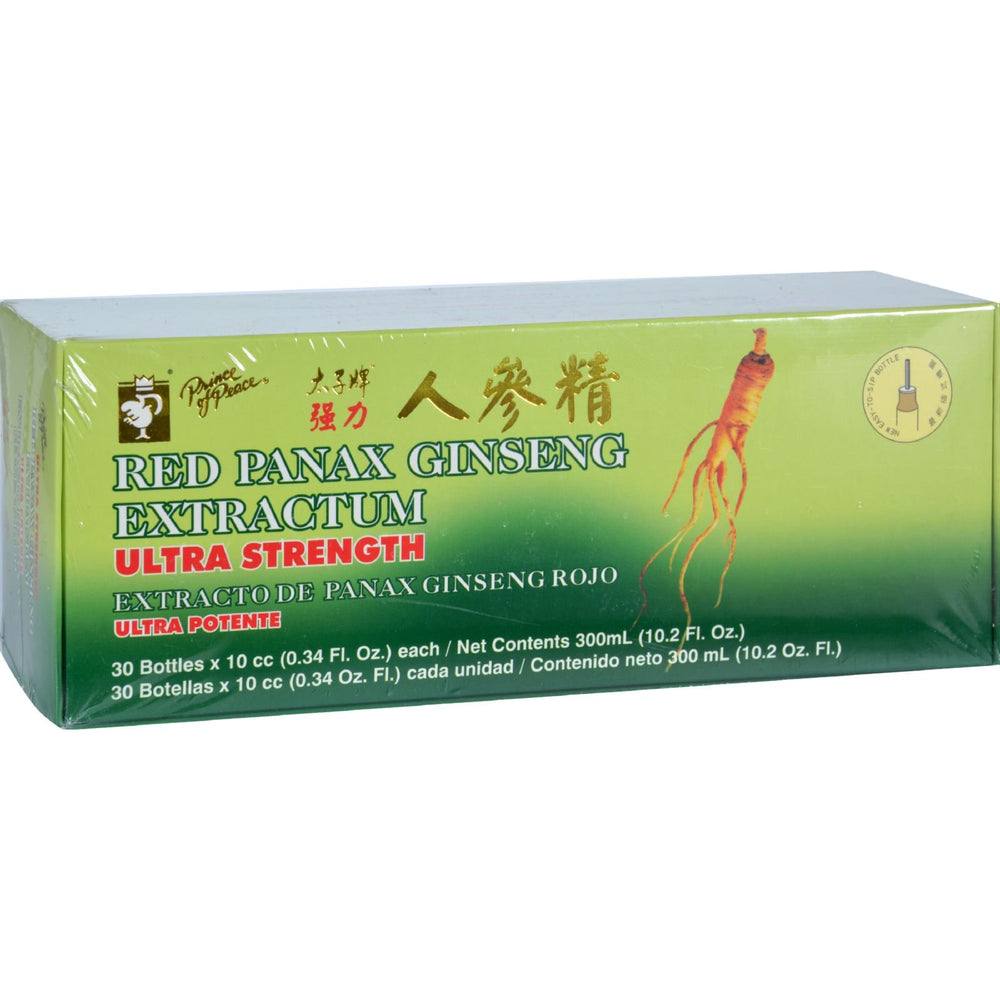 Prince Of Peace Red Panax Ginseng Extractum Ultra Strength vial for on-the-go energy.