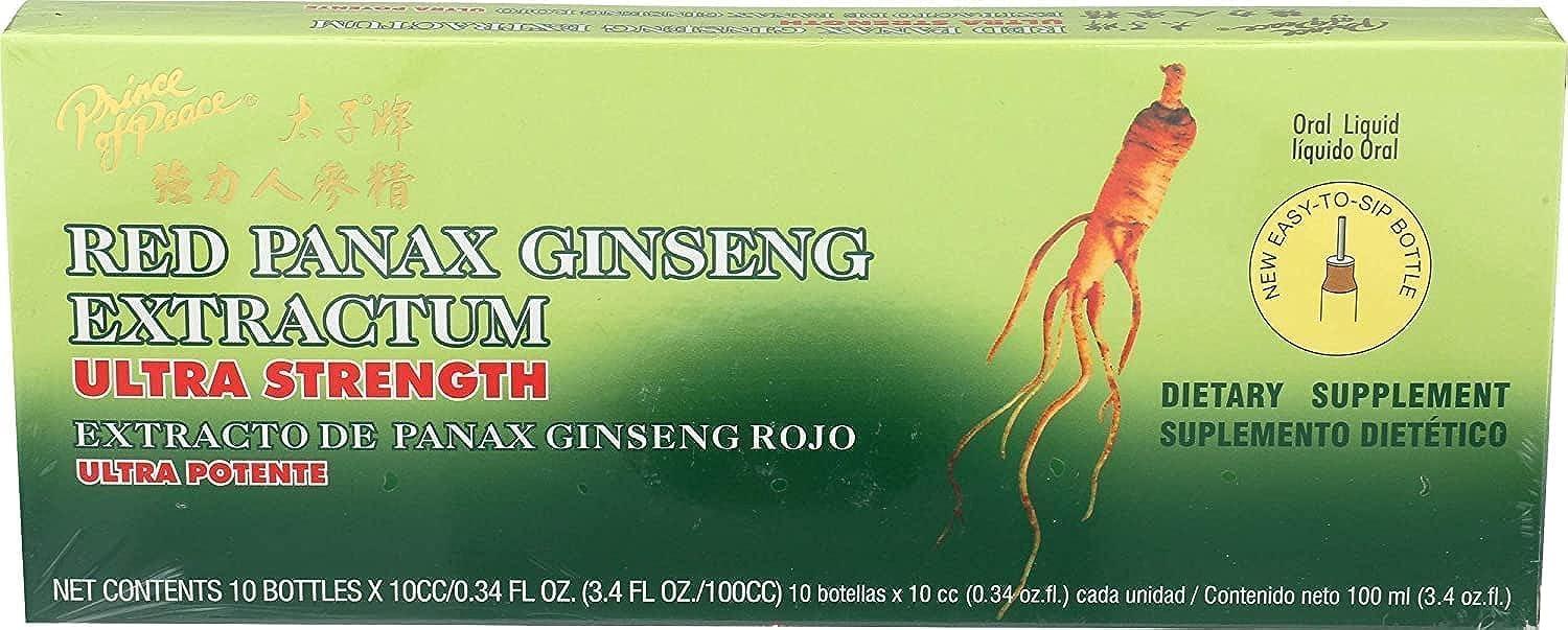 Prince of Peace Ultra Strength Red Panax Ginseng bottle, a 3-pack, for daily energy support