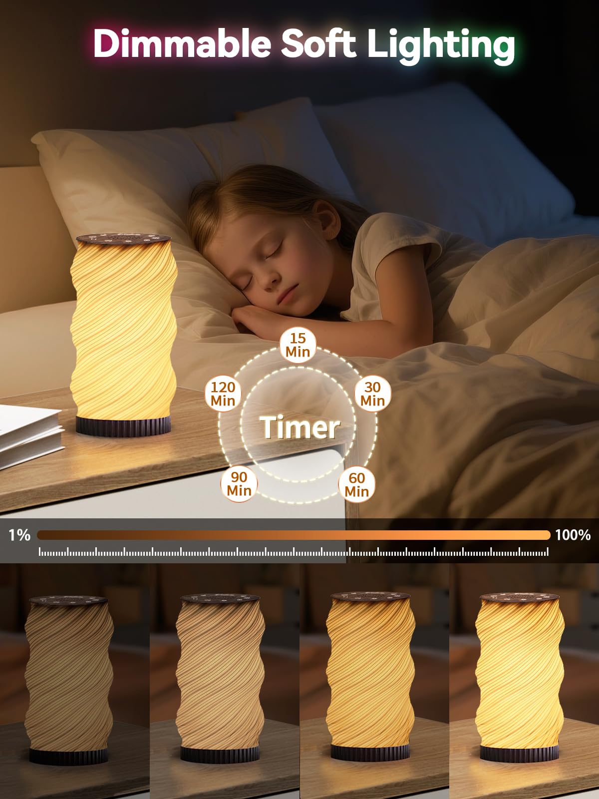 Printerst dimming-timer helps gentle wake-up with progressive brightness.