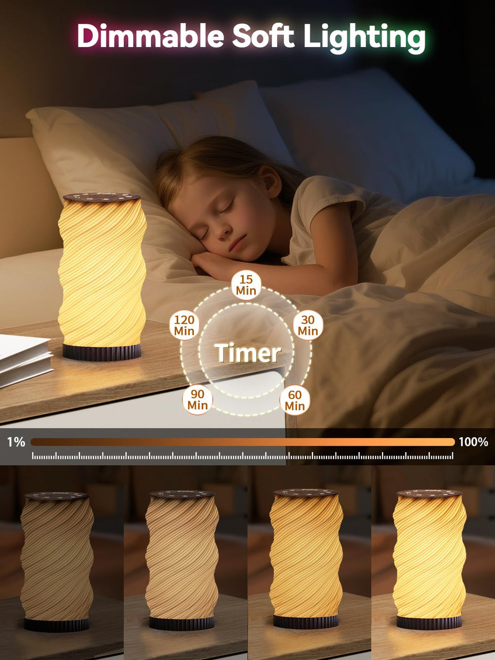 Printerst dimming-timer helps gentle wake-up with progressive brightness.