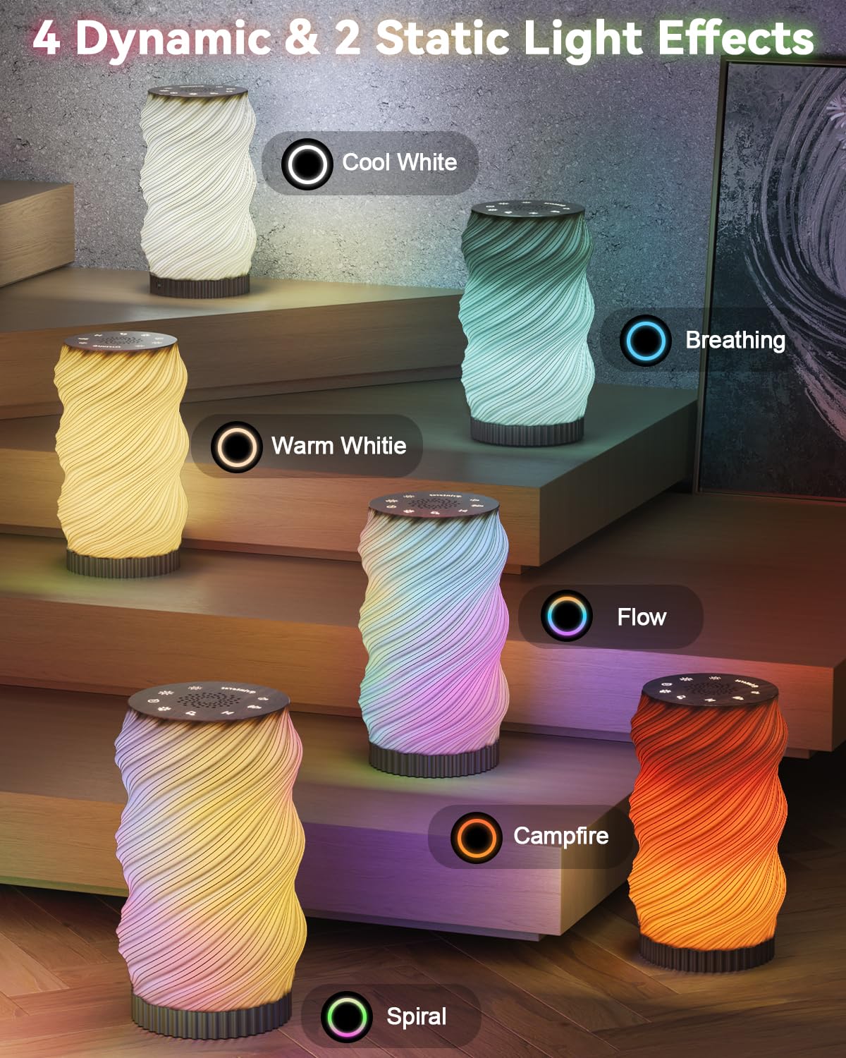 Printerst rgbw-led-ambiance highlights warm to cool whites for mood control.