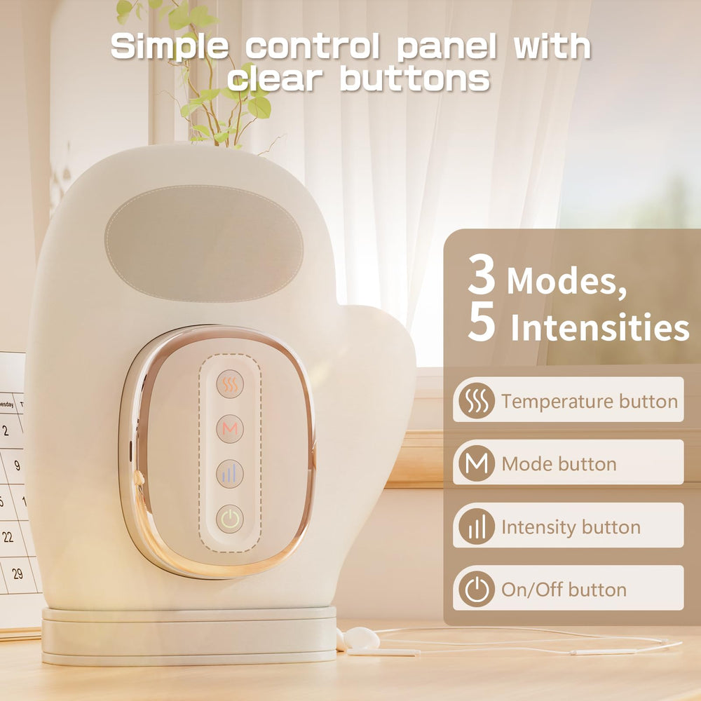 Prisag hand massager offers adjustable heat settings for personalized comfort.