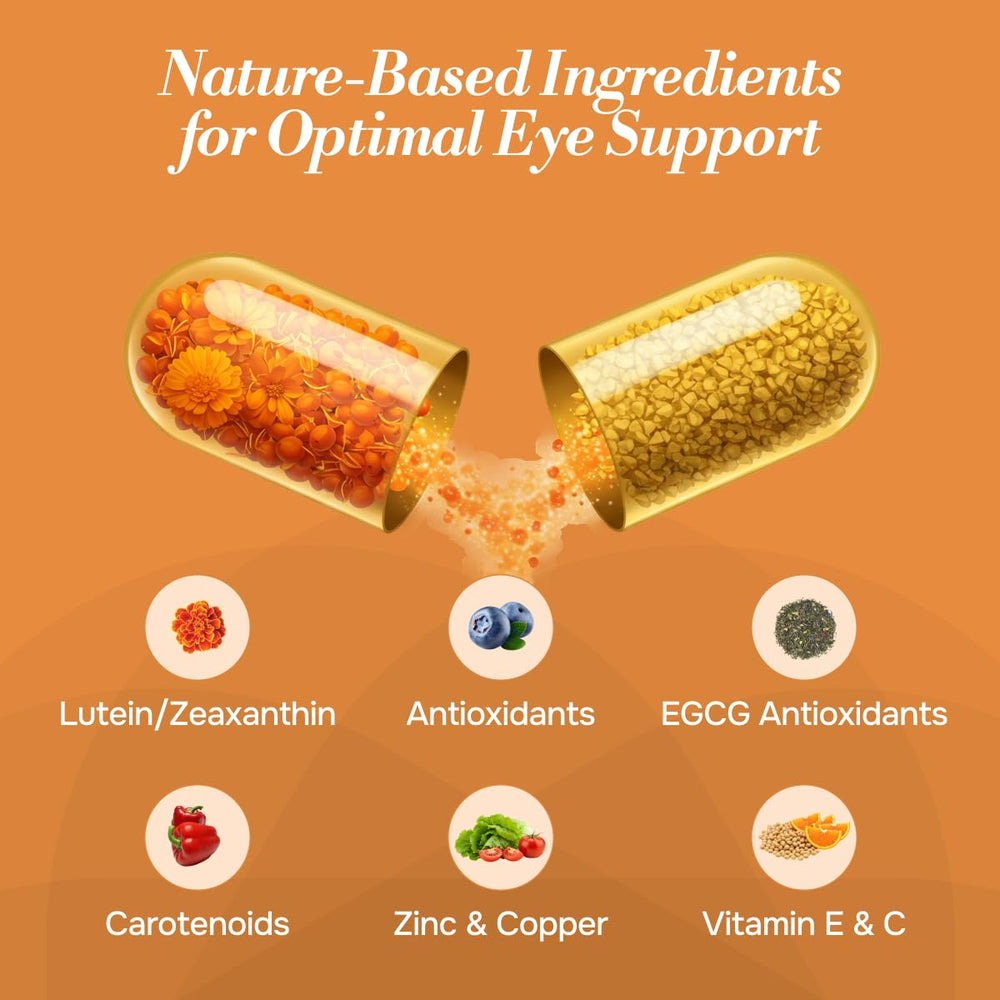 Ingredients list of Macutene Protect featuring zinc, vitamins C & E for eye wellness
