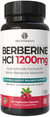 PristineRoot Berberine capsules close-up highlighting high absorption formula.
