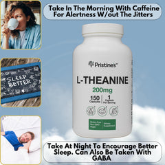 Close-up of PRISTINE'S L-Theanine capsule showing smooth, easy-to-swallow texture.