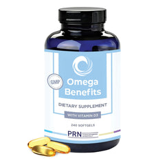 PRN DE Omega-3 bottle front for easy identification and everyday wellness.