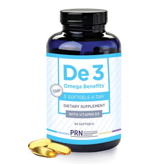 PRN De3 Dry Eye bottle with high-purity omega-3 for eye comfort