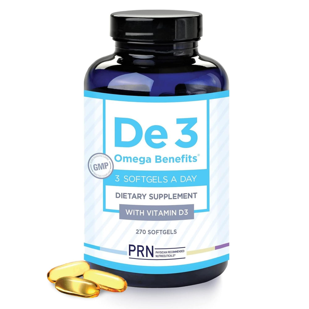 PRN De3 Ultra Pure rTG Omega-3 bottle front for daily eye nourishment