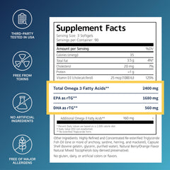 PRN De3 dry eye softgels close-up showing burpless formula for easy swallowing