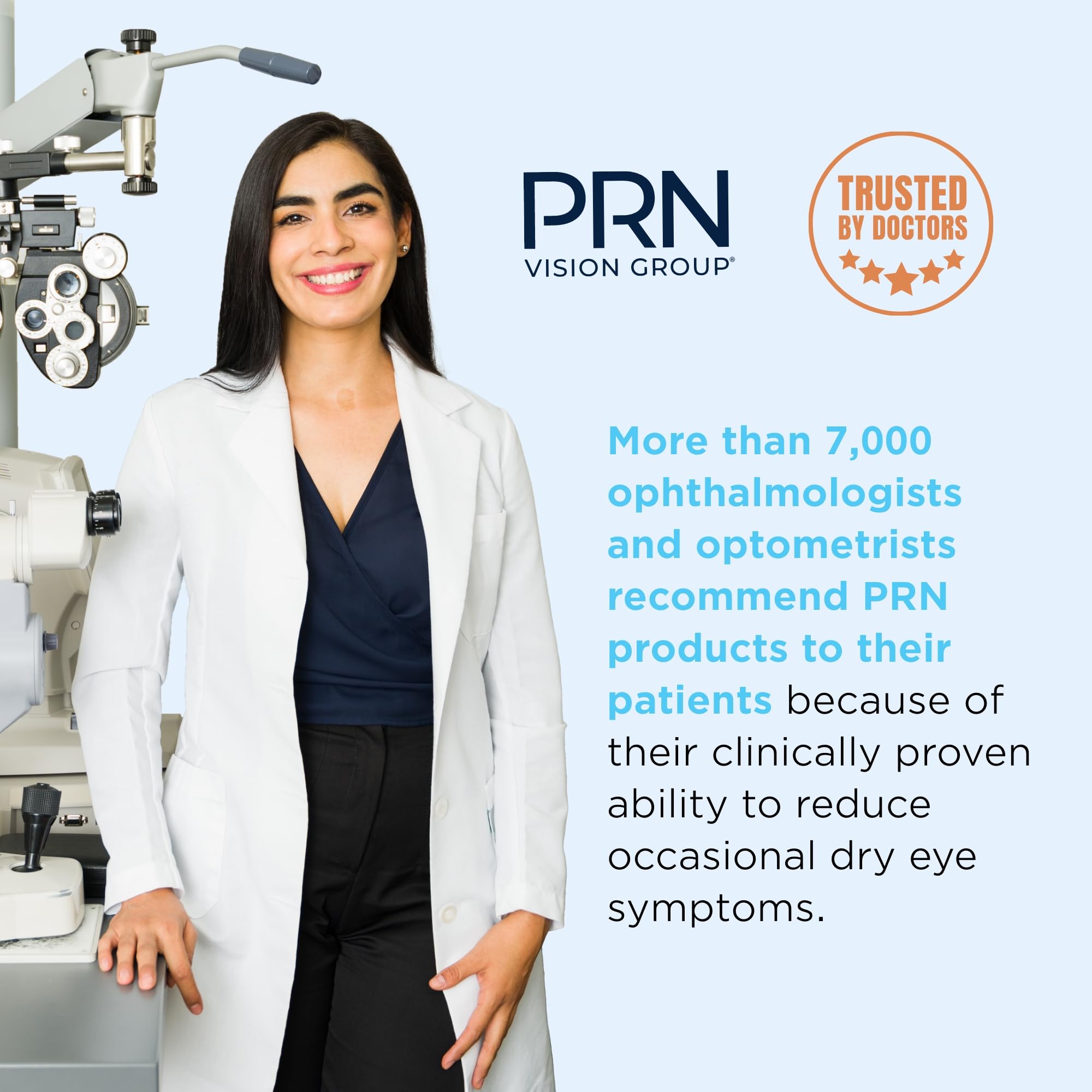 Eye-care routine setup featuring PRN De3 on a shelf