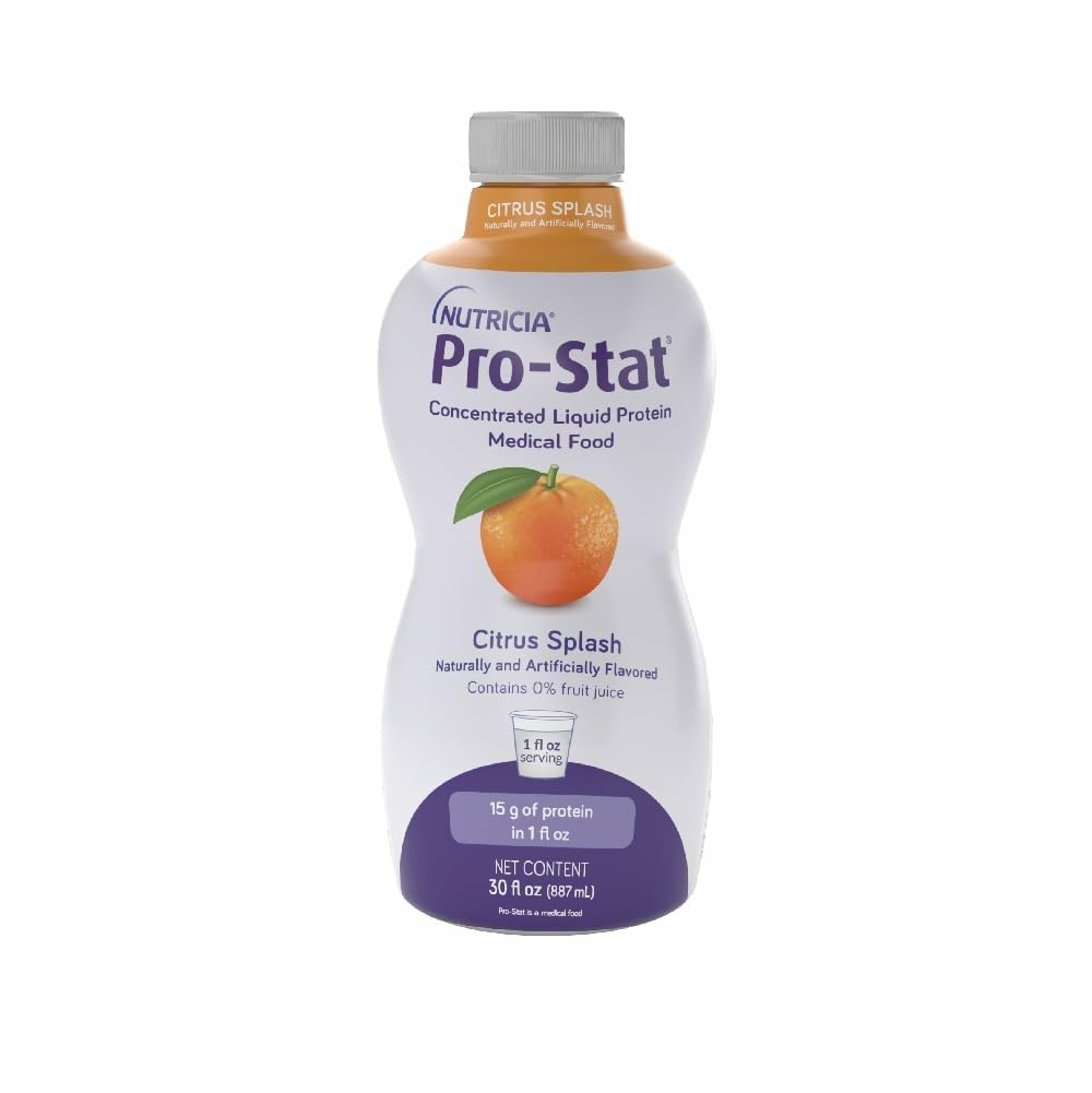 Pro-Stat Citrus Splash bottle shows ready-to-drink protein for on-the-go nutrition.