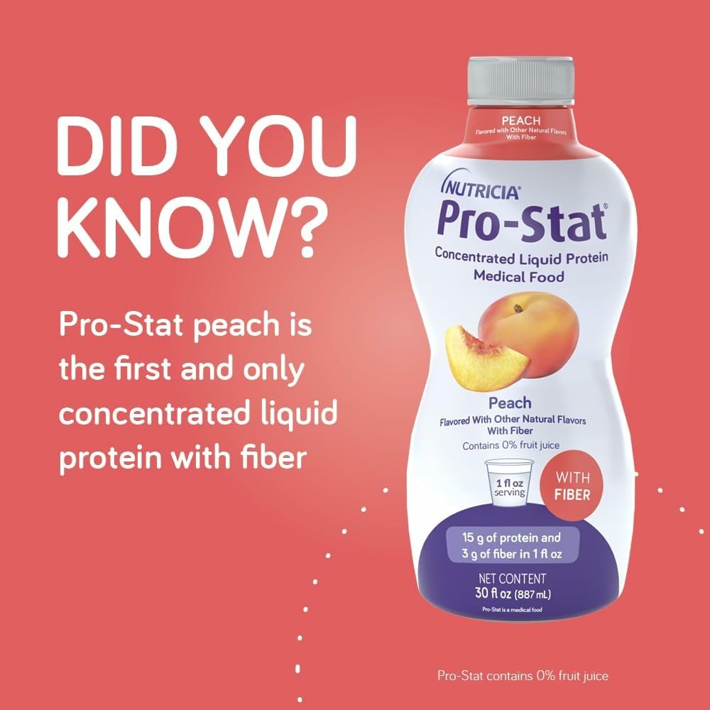 Pro-Stat ingredients peach section presents protein and fiber details