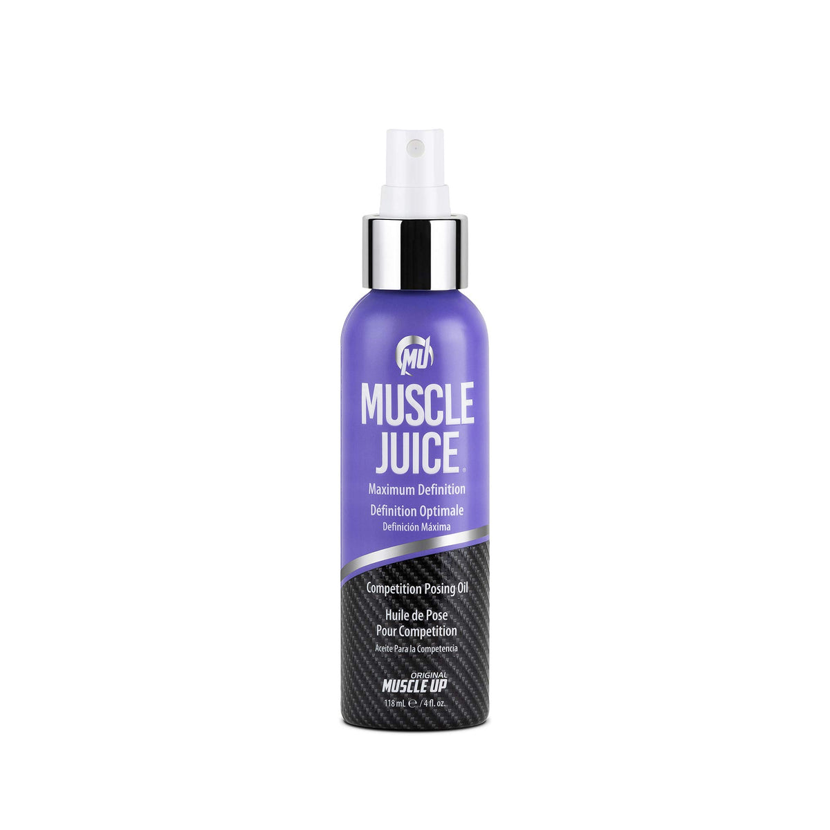Pro Tan Muscle Juice bottle under stage lights for defined shine