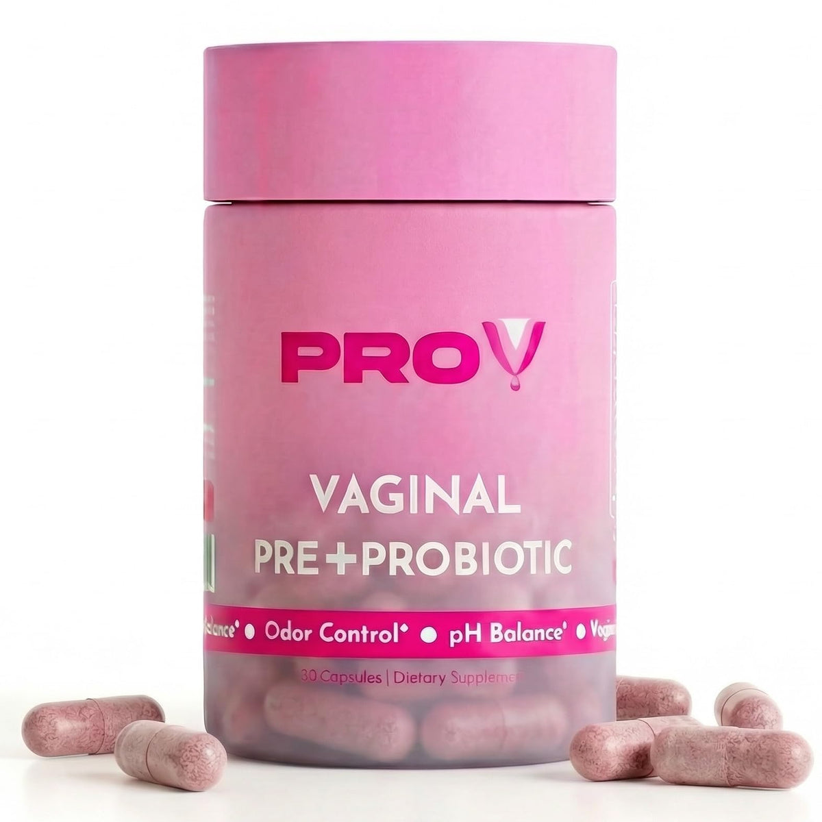 Pro-V Health Co. vaginal probiotics bottle front supports daily feminine balance.