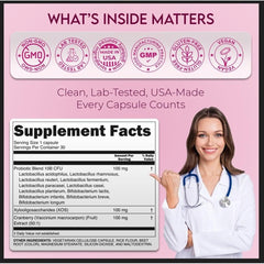 Pro-V Health Co. vaginal probiotics capsules closeup shows easy daily use.