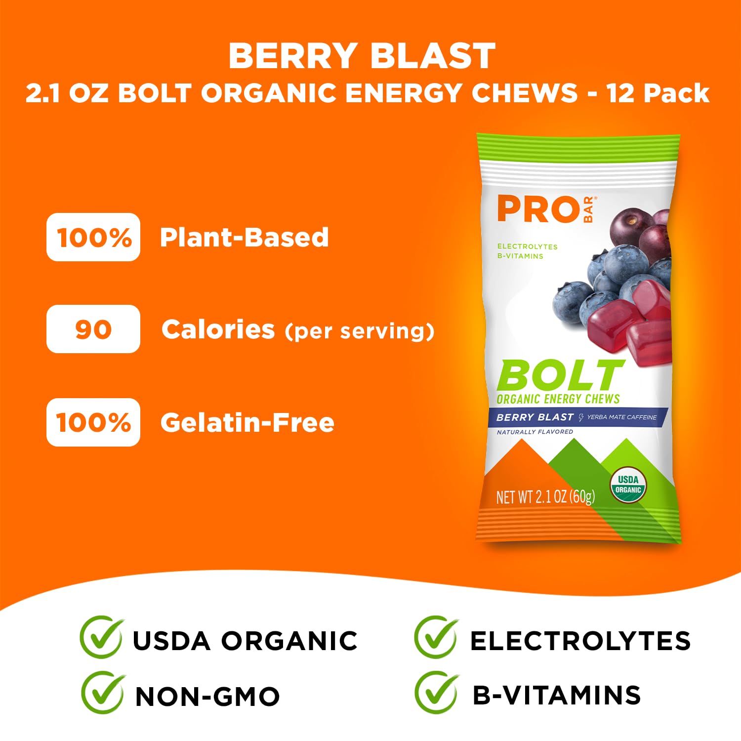 PROBAR Bolt Berry Blast ingredients list featuring electrolytes and vitamins