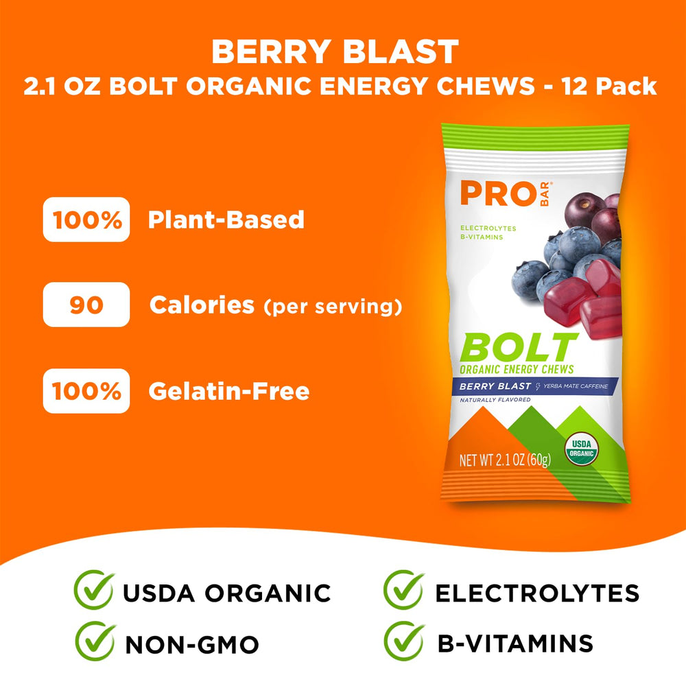 PROBAR Bolt Berry Blast ingredients list featuring electrolytes and vitamins