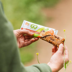 Nutrition facts label on PROBAR GO energy bar for protein and macros.