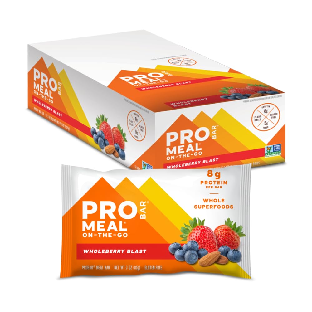 Probar Meal Bar Wholeberry Blast with almond butter base for fruity energy on the go.