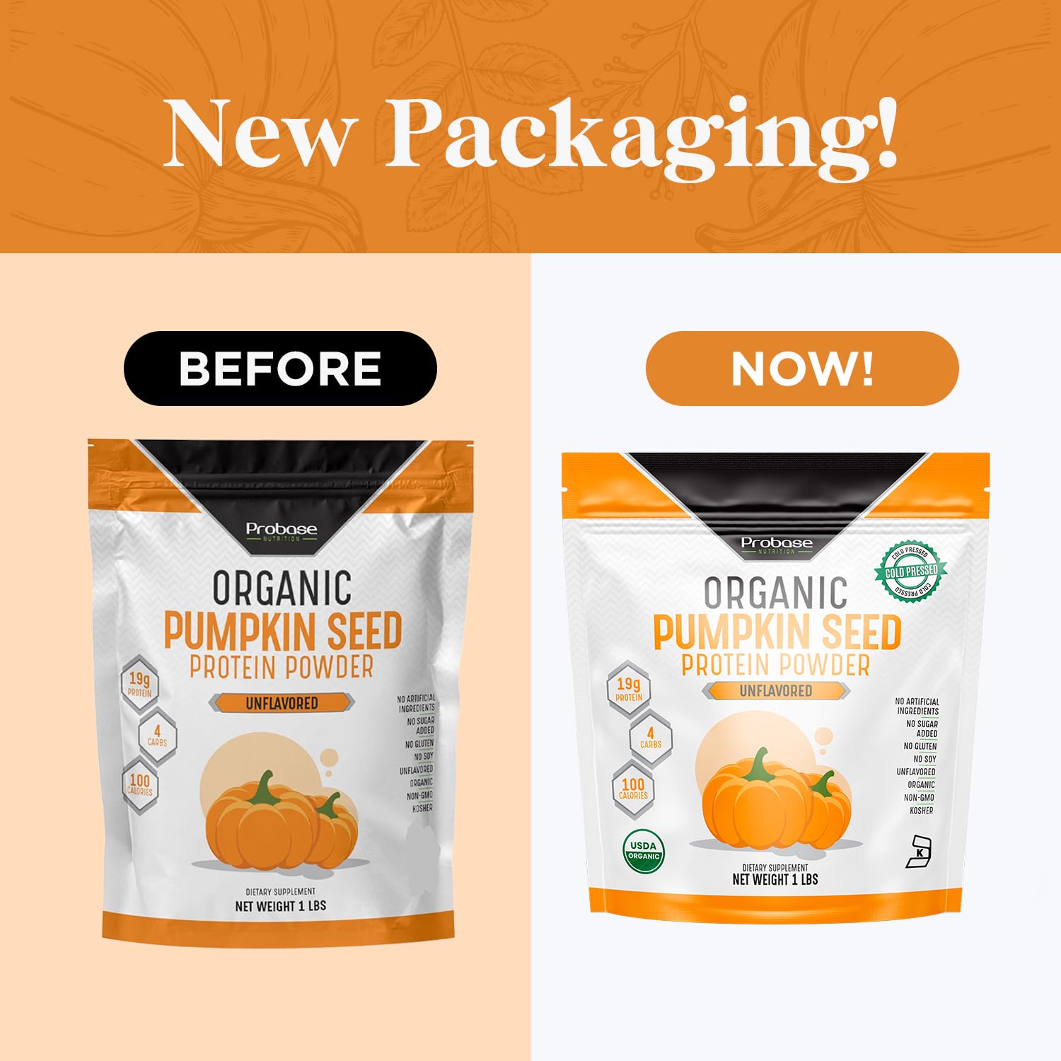 Probase Nutrition pumpkin-seed-powder-texture closeup for mixing into recipes.